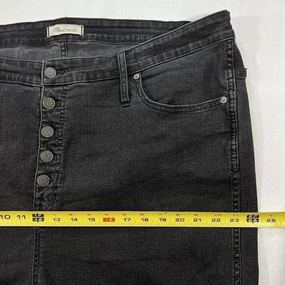 MADEWELL 10” High Rise Skinny Black Jean Size 36 Button Fly Fray Hem AA590 - Picture 11 of 13